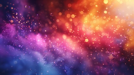 Obraz premium A background of colorful lights and bokeh particles in space.