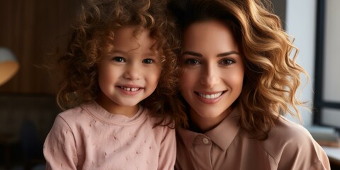 curly hair mother and daughter