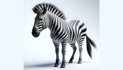Customizable 3D Zebra Rendering: Realistic Illustration, Black and White Stripes, High-Quality 3D Zebra Render: Realistic Illustration, Black and White Stripes