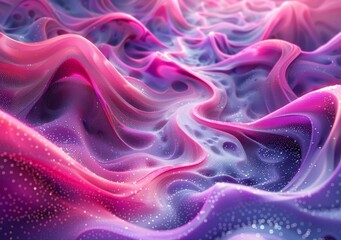 Colorful abstract painting with waves and glitter