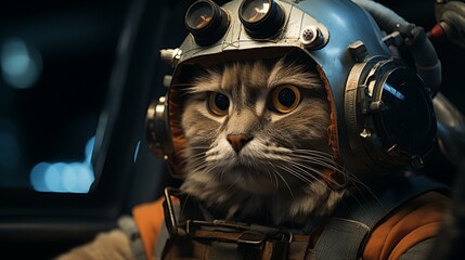 A cat wearing a space helmet