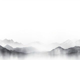 Silver tones watercolor mountain range on white background with copy space display products blank copyspace for design text photo website web banner 