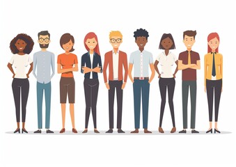 Fototapeta premium Diverse Group of Smiling Professionals Standing Confidently in Casual Attire