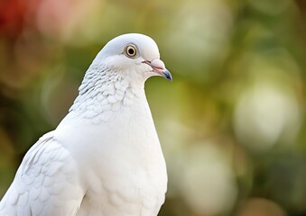 Close-up Portrait of a Majestic White Dove in Natural Environment