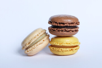 colorful Macaroons isolated on white background. 
