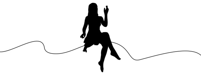 silhouette of a women sitting vector illustration