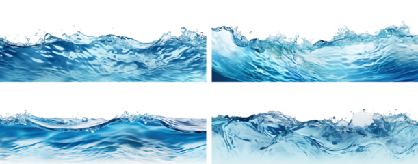 Set of sea water surfaces, cut out