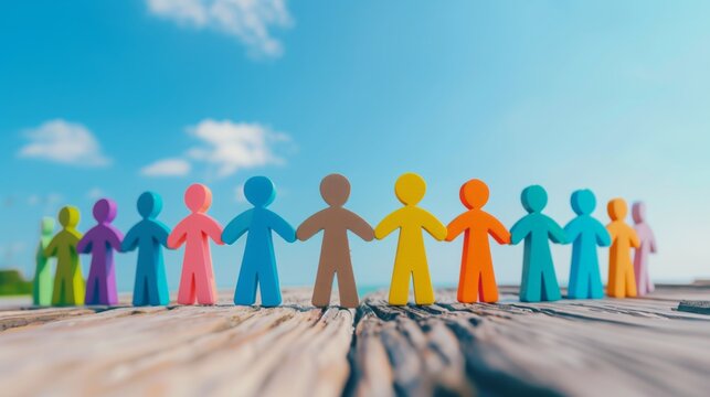 人型のピクトグラムが手をつなぐ
