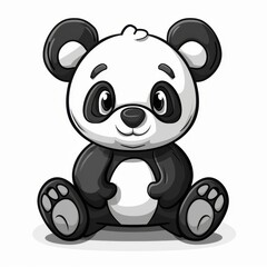 Fototapeta premium A sorrowful panda, in black and white, sits with paws folded on its chest