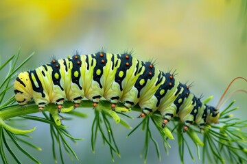 Beautiful Сaterpillar of swallowtail - Stock Image. Beautiful simple AI generated image in 4K, unique.
