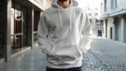 Design Mockup: Plain Long Sleeve Hoodie Sweatshirt for Men. Concept Fashion Design, Men's Apparel, Casual Wear, Long Sleeve Hoodie Sweatshirt