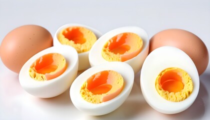 Boiled eggs on a white background