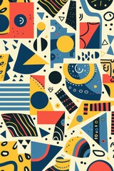 Obraz premium A front cover for a colouring book for toddlers called Shape and Pattern Playground, full of different shapes with various patterns within the shapes