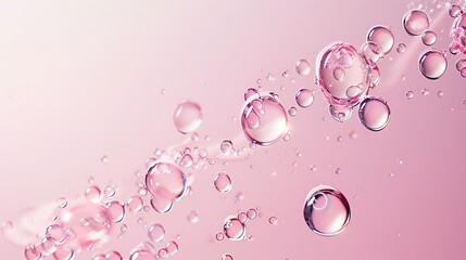 Flowing water bubbles in light pink gradient on minimalistic background.