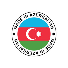 Made in Azerbaijan Stamp in circle with flag Vector template on white background