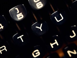 T, Y and U letters in an old typing machine keyboard