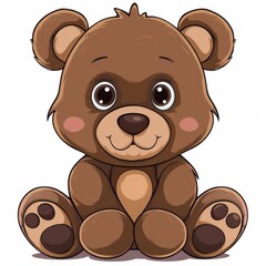 Obraz premium A brown bear sits on the ground, its eyes wide and expressing sadness