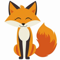 Obraz premium A cute little fox, sitting with closed eyes, turns its head to the side