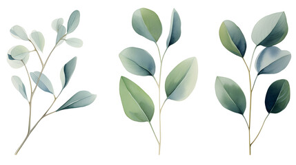 Digital eucalyptus watercolor set  print pattern flower abstract graphic poster background