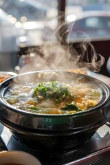 Nourishing Korean Samgyetang Soup Revitalizes Weary Traveler at Roadside Eatery