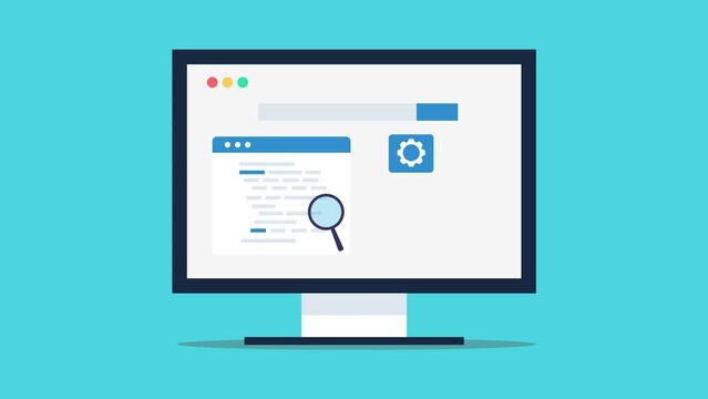 Software testing application prototyping coding script. Programming web development conceptual video animation.