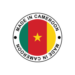 Made in Cameroon Stamp in circle with flag Vector template on white background