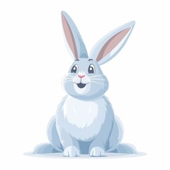   A cartoon rabbit, surprised, sits on the ground with a wide grin