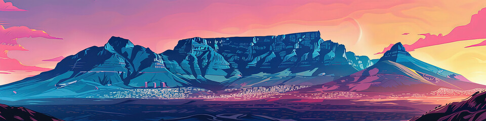Obraz premium Summit Serenity - Table Mountain Illustration