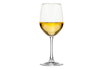 A glass with white wine isolated on white background. Rose wine splashing in glassware.