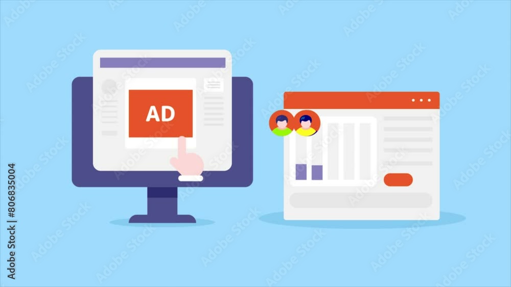 Poster user clicks on social media sponsored ad increase website traffic, conversion analytics data report 