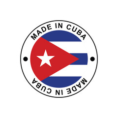Made in Cuba Stamp in circle with flag Vector template on white background