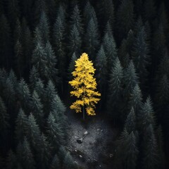 A Lone Tree In The Middle Of A Forest 