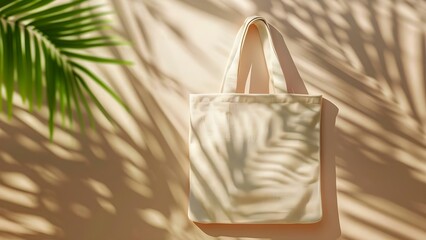 Minimalistic mockup of a white cotton tote bag with stylish design. Concept Mockup Design, Cotton Tote Bag, Minimalist Style, Stylish Design