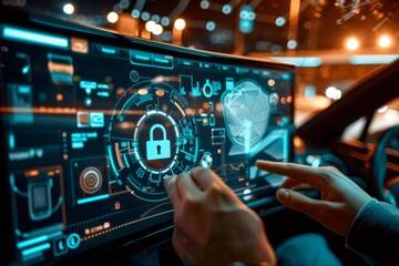 Fototapeta premium Enhance network security with SSL, IDS, and IPS, adhering to ISO standards in infrastructure operations, securing data privacy with comprehensive lock and policy mechanisms.