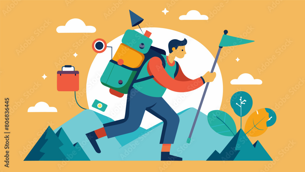 Poster the climber is equipped with a sy backpack filled with the tools of stoicism reason logic and selfdi