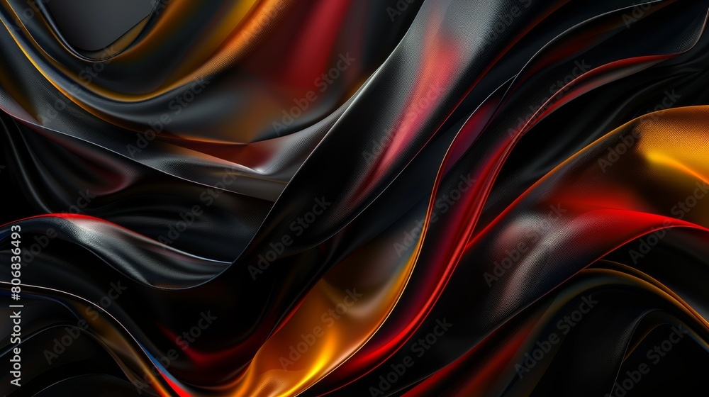 Poster abstract background of red and black wavy silk or satin with some smooth folds in it