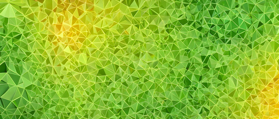 Abstract Yellow to Green Low Poly Crystal Pattern Background