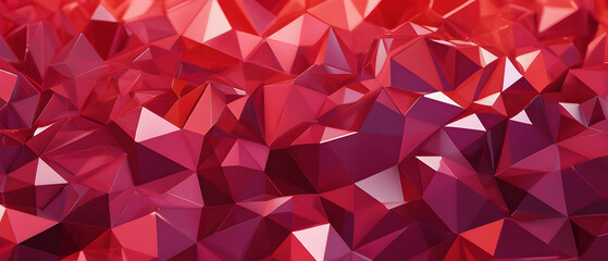 Fototapeta premium Abstract Magenta to Red Low Poly Crystal Pattern Background