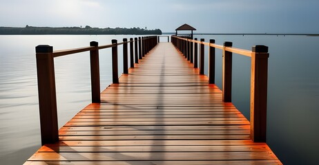  a wooden pier isolated on transparent background generative ai.