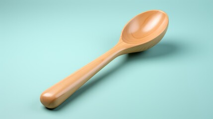 A rustic wooden spoon rests gently on a vibrant blue surface