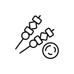 Satay outline icons, minimalist vector illustration ,simple transparent graphic element .Isolated on white background