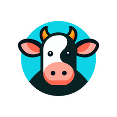 Cow icon logo, agriculture farming concept. Isolated vector illustration