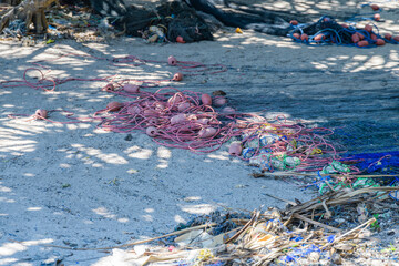 Fishing nets drying near the beach in Nungwi village, Zanzibar