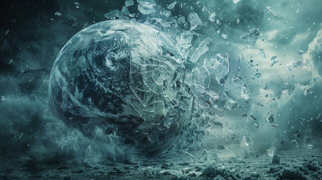 A large, blue planet is being destroyed by a powerful, blue energy source