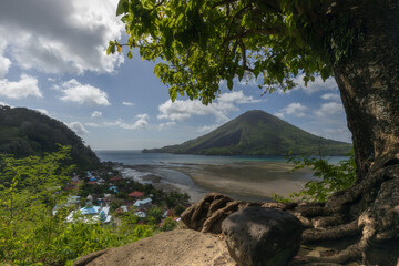 Viewpoint od a scenic volcano in Bandaneira, Banda islands archipelago in Maluku, Indonesia