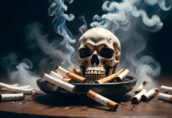 cigarette,ashtray,health,drugs,death,skull,smoke,ashtray,