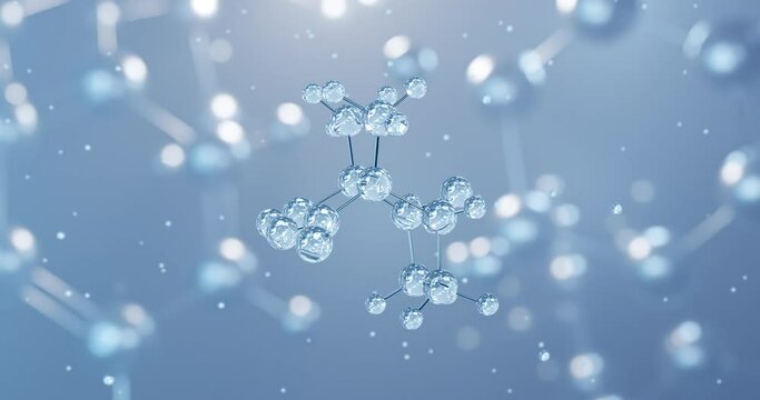 Cantharidin, rotating 3D model of terpenoid, seamless looped video, molecular structure with selective focus