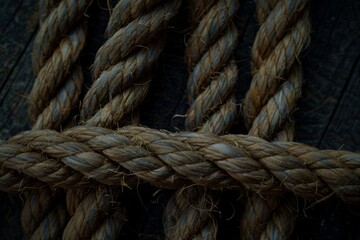 Ropes from an old sailing boat, close-up.. Beautiful simple AI generated image in 4K, unique.