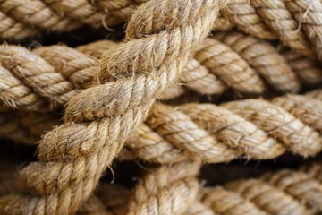 Fototapeta premium Close-up seamless pattern of ropes and twines twisted and platted into an interesting arrangement.. Beautiful simple AI generated image in 4K, unique.