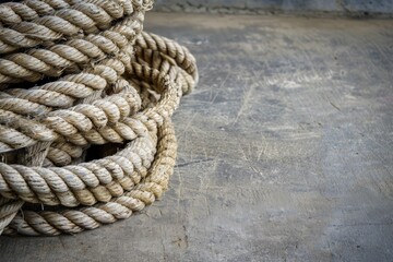 old grease-soaked rope over worn boards, background image. Beautiful simple AI generated image in 4K, unique. - obrazy, fototapety, plakaty